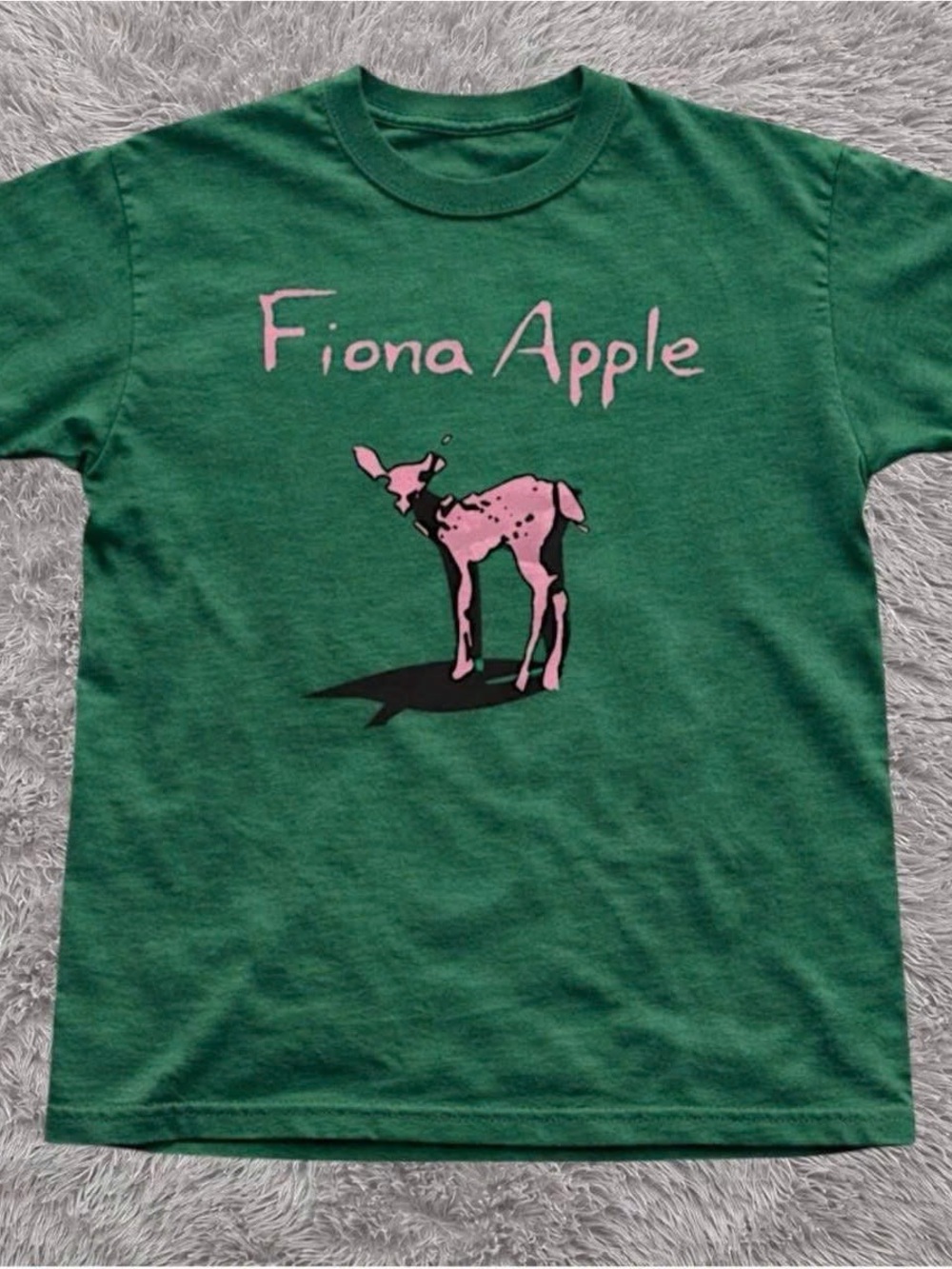 Gildan Green Tee with Pink Deer Graphic